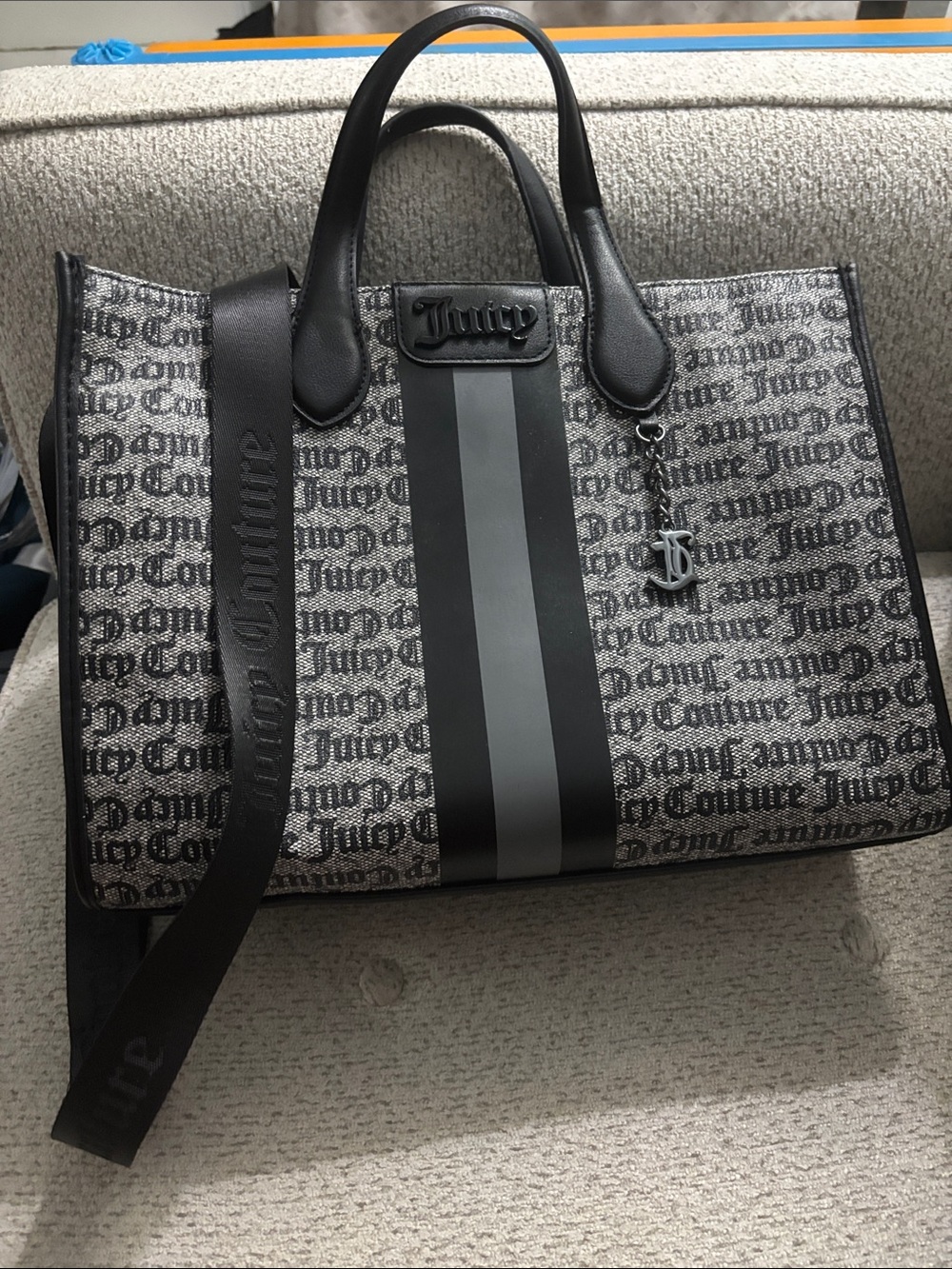 Juicy Couture Black & Gray Logo Tote Bag